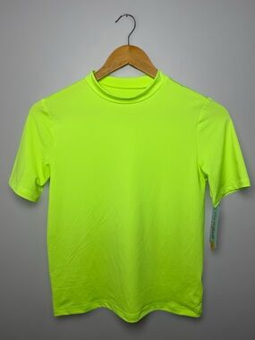 New Cat & Jack Bright Neon Green Swim Top Boys L (10/12)